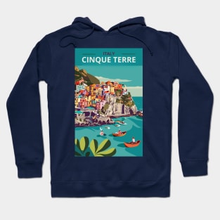 A Vintage Travel Art of Cinque Terre - Italy Hoodie